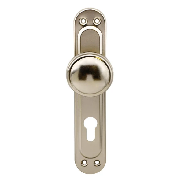 Kumru Aynalı Niken Kapı Tokmağı Topuzu Kolu Metal Tokmak Yale - 4
