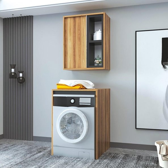 Denko Matia 65 cm Hazar MDF Çamaşır Makinesi Banyo Dolabı Takımı