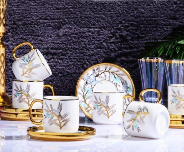 Kosova Porselen Bee Bird 6lı Silindir Fincan Takımı 90 cc İST-114