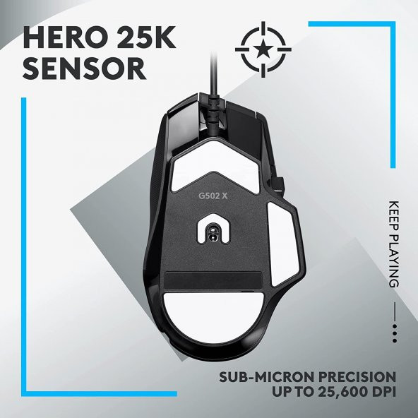Logitech G502 X Kablolu Hero 25K Sensörlü Rgb Aydınlatmalı Oyuncu Mouse - Siyah - 3
