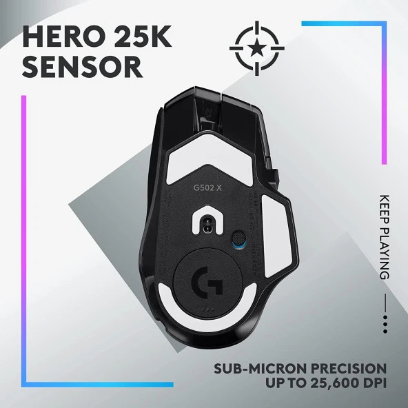 Logitech G G502 X Plus Kablosuz Hero 25K Sensörlü Rgb Aydınlatmalı Oyuncu Mouse - Siyah - 6