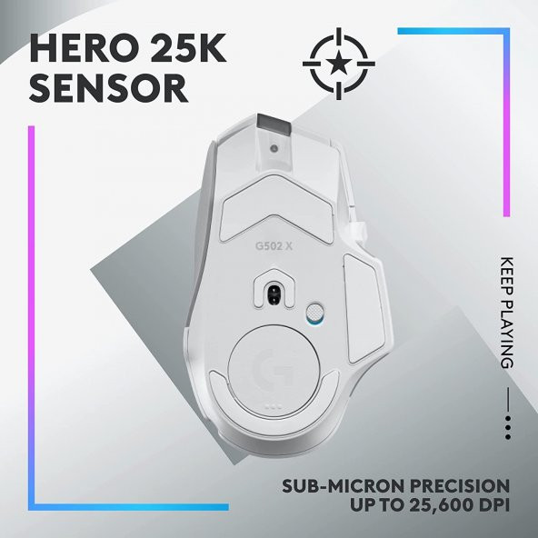 Logitech G G502 X Plus Kablosuz Hero 25K Sensörlü Rgb Aydınlatmalı Oyuncu Mouse - Beyaz - 3