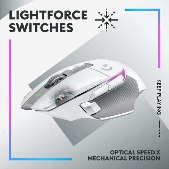 Logitech G G502 X Plus Kablosuz Hero 25K Sensörlü Rgb Aydınlatmalı Oyuncu Mouse - Beyaz - 7