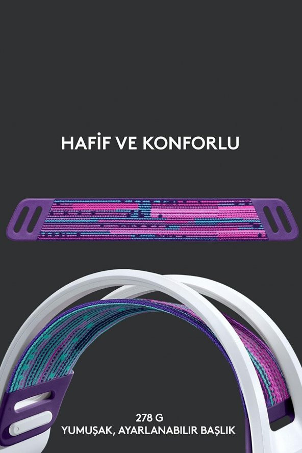 Logitech G733 LIGHTSPEED RGB Kablosuz 7.1 Surround Ses Oyuncu Kulaklığı - Beyaz - 2