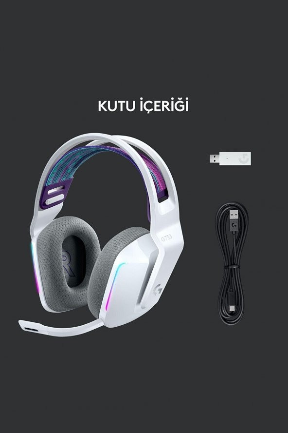 Logitech G733 LIGHTSPEED RGB Kablosuz 7.1 Surround Ses Oyuncu Kulaklığı - Beyaz - 6