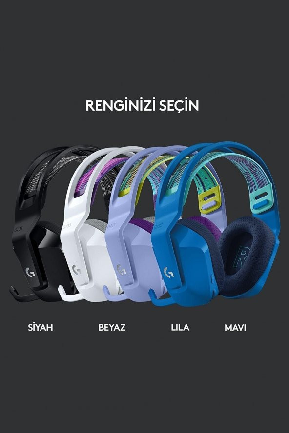 Logitech G733 LIGHTSPEED RGB Kablosuz 7.1 Surround Ses Oyuncu Kulaklığı - Beyaz - 7