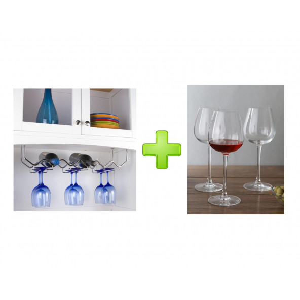 CAM KADEH 3 LÜ SET (AYAKLI SU BARDAK ) VE 1 ADET ŞARAPLIK VE BARDAK KURUTUCU SET - 4