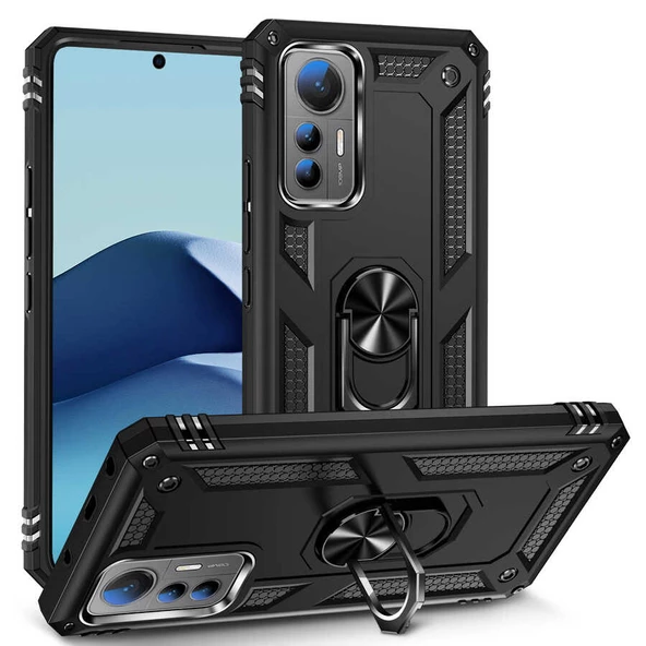 Gpack Xiaomi Mi 12 Lite Kılıf Vega Sert Silikon Tank Standlı Yüzüklü MıknatıslıNano