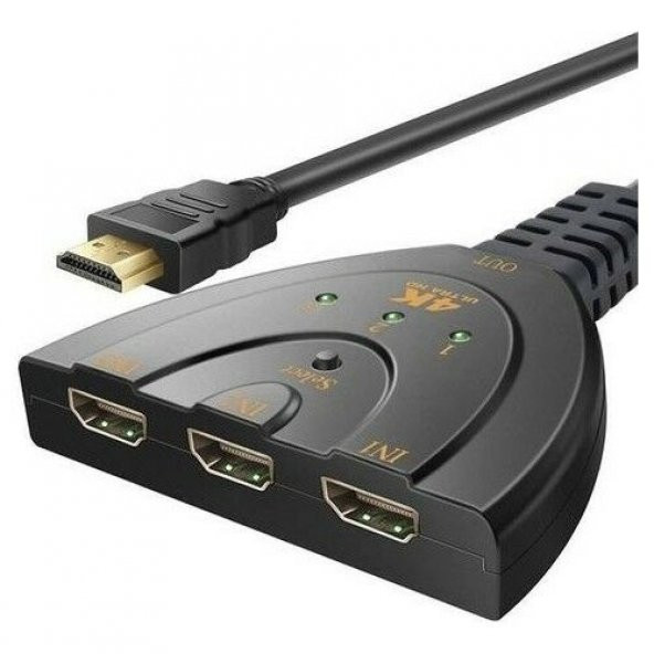 Mobitell 3in1 HDMI To HDMI Switch Pigtail Kablolu 4K Ultra Hd 2160P
