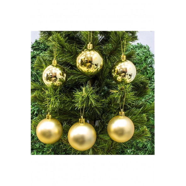 24 Adet Yılbaşı Çam Ağacı Süsü 3cm Gold Top Yeni Yıl Ağaç Süsü