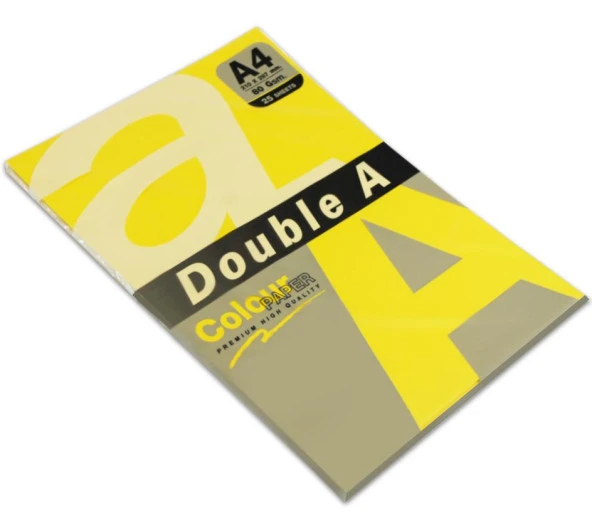 Double A Renkli Kağıt 25 Li A4 80 Gram Limon Sarısı (25 Yaprak)