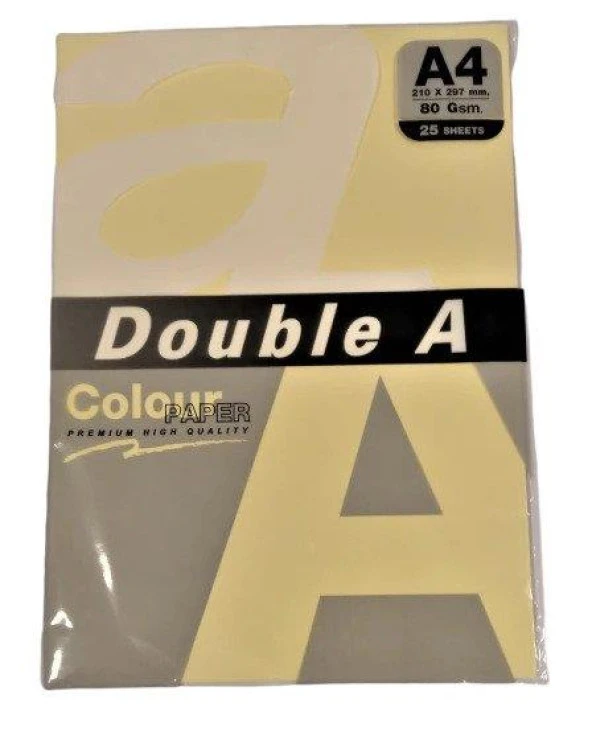Double A Renkli Kağıt 25 Li A4 80 Gram Pastel Fildişi (25 Yaprak)