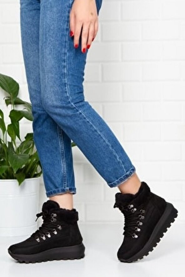 CASSO POLİÜRETAN HAFİF TABAN BAĞCIKLI KADIN İÇİ KÜRKLÜ GÜNLÜK SPOR BOT - 3