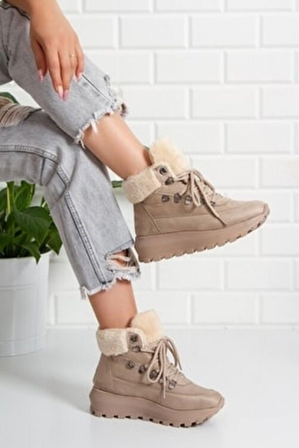 CASSO POLİÜRETAN HAFİF TABAN BAĞCIKLI KADIN İÇİ KÜRKLÜ GÜNLÜK SPOR BOT - 6