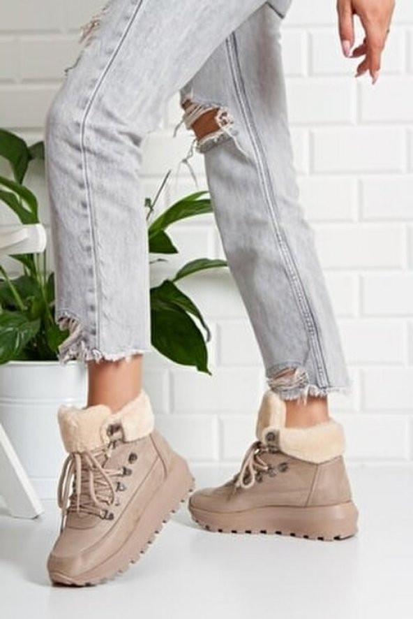 CASSO POLİÜRETAN HAFİF TABAN BAĞCIKLI KADIN İÇİ KÜRKLÜ GÜNLÜK SPOR BOT - 8