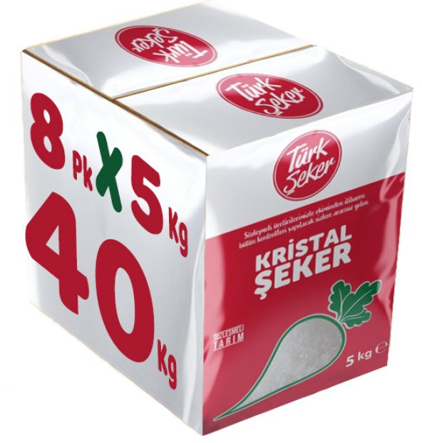 Türk Şeker Toz Şeker 40KG (8Pk*5Kg)