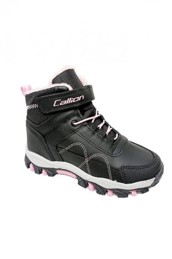 Callion 06F Deri Kız Çocuk Sneakers Bot Siyah Pembe