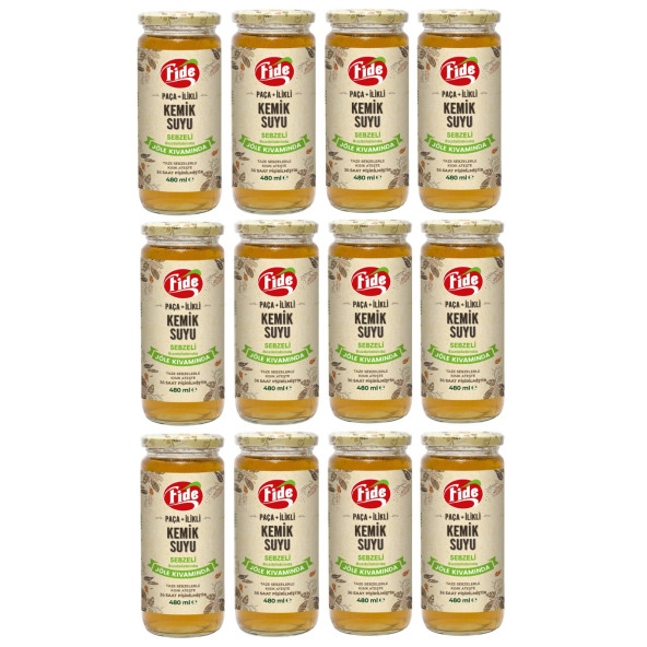 Fide Paça + İlikli Kemik Suyu Jöle Kıvamında Sebzeli 12 X 480 ML
