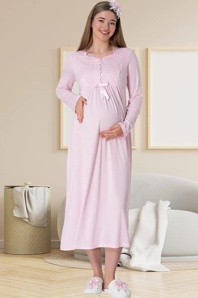 Mecit 5415 Bayan Pembe Hamile Lohusa Gecelik - 3