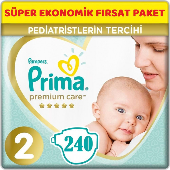 Prima Premium Care Bebek Bezi Beden:2 (4-8Kg) 240 Adet