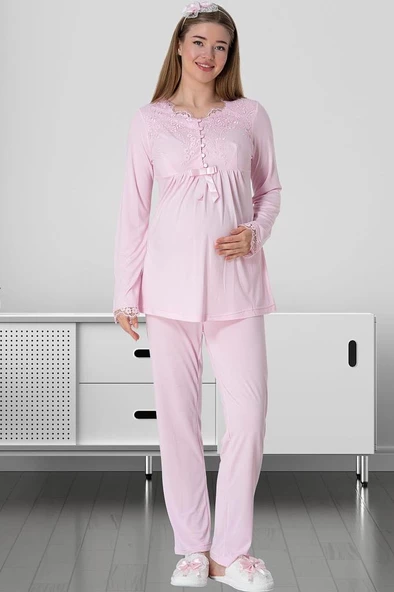 Mecit 5414 Bayan Pembe Hamile Lohusa Pijama Takımı - 3