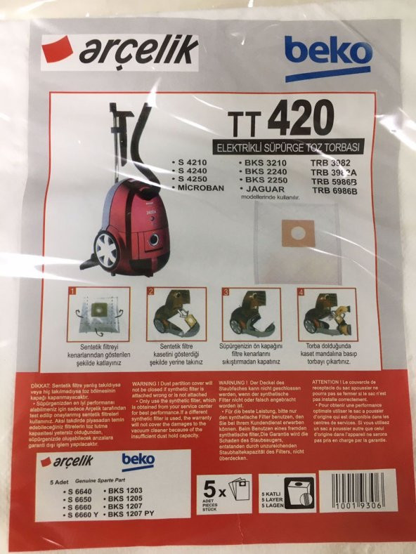 MEYSAN Meysan ARÇELİK TT420 5Lİ SÜPÜRGE TOZ TORBASI - 3