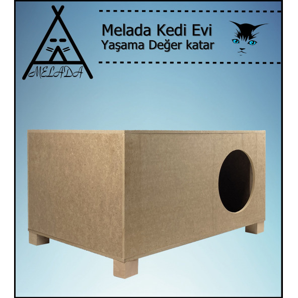 Melada Kedi Evi Dış Ortam Uygun Ahşap Kedi Evi 57x40x28 cm - 3