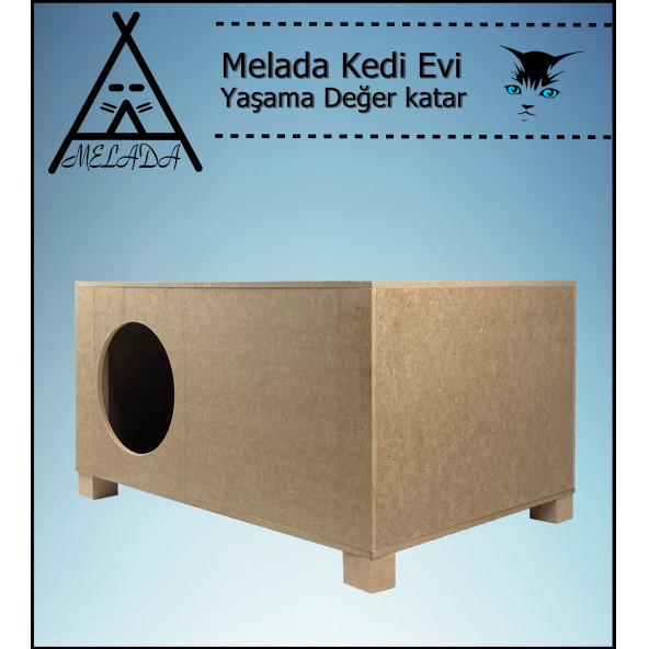 Melada Kedi Evi Dış Ortam Uygun Ahşap Kedi Evi 57x40x28 cm - 4