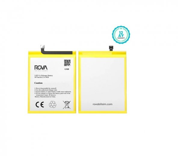Rova General Mobile GM8 Batarya Pil 3075mAh 1Yıl Garantili