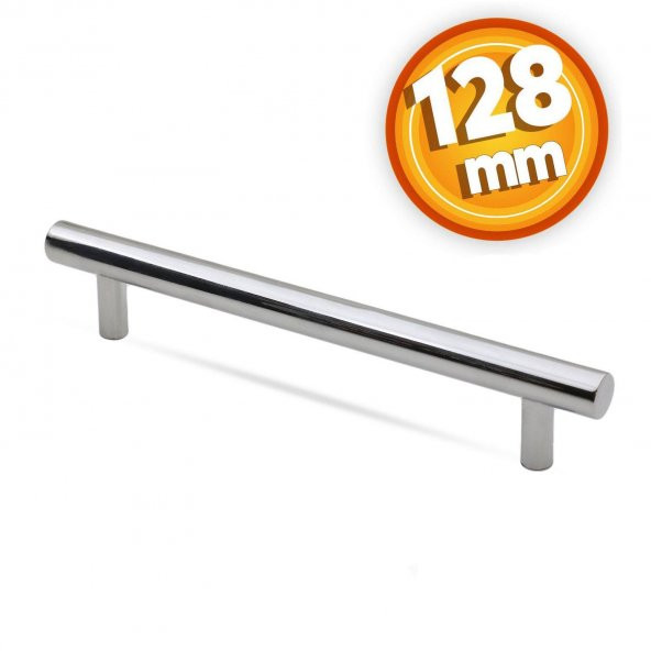 Çekmece Dolap Kapak Kulpu Kulbu 128 mm Parlak Krom Metal Kulp