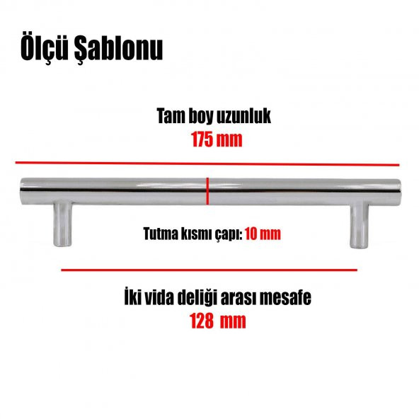 Çekmece Dolap Kapak Kulpu Kulbu 128 mm Parlak Krom Metal Kulp - 2