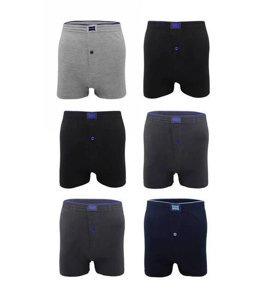 6 Lı Tutku Erkek Penye Boxer Düğmeli Karışık 0117 - 4