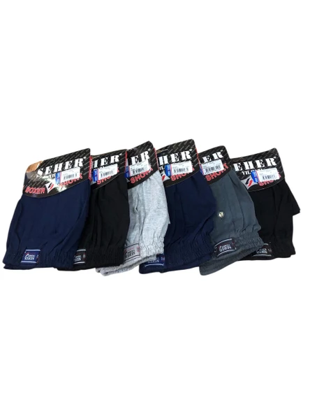 6 Lı Paket Seher Yıldızı Pamuklu Penye Düğmeli Erkek Boxer 0008 - 3