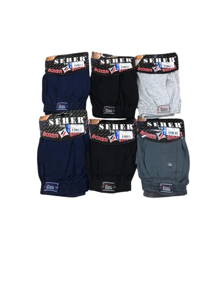 6 Lı Paket Seher Yıldızı Pamuklu Penye Düğmeli Erkek Boxer 0008 - 1