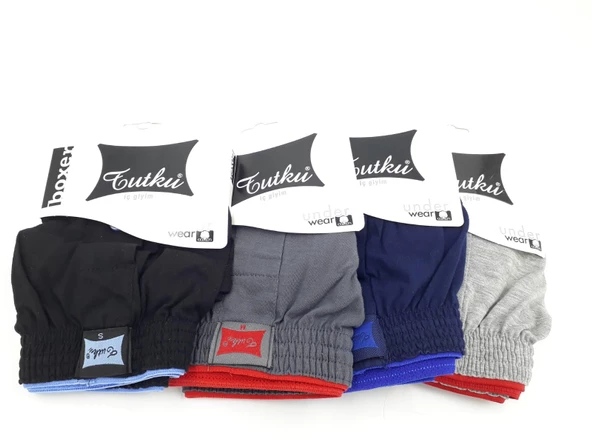 4 Lü Tutku Erkek Penye Boxer Düğmeli Battal XXL 0117 - 4