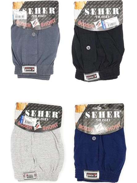 6 Lı Paket Seher Yıldızı Pamuklu Penye Düğmeli Erkek Boxer 0008 - 2