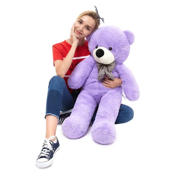 90 cm Rengarenk Papyonlu Peluş Ayıcık - % 100 YERLİ - 6