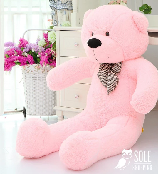 90 cm Rengarenk Papyonlu Peluş Ayıcık - % 100 YERLİ - 3