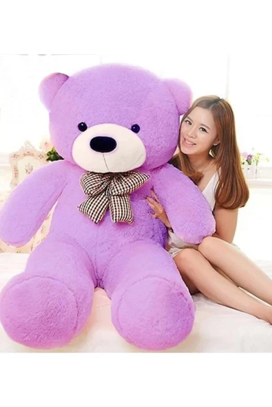 90 cm Rengarenk Papyonlu Peluş Ayıcık - % 100 YERLİ - 7