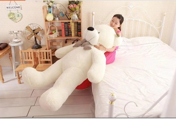 90 cm Rengarenk Papyonlu Peluş Ayıcık - % 100 YERLİ - 12