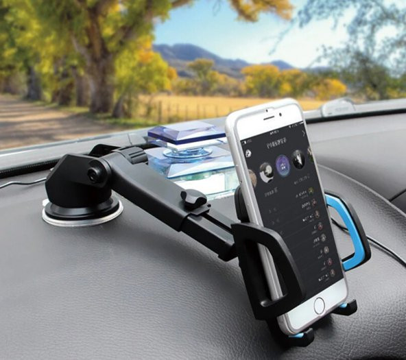 SHAZA Otomatik Klipsli 360 Dönebilen ve Yükseklik Ayarlanabilen Cam ve Torpido İçin Uygun Teleskopik Araç Telefon Tutucu - 7