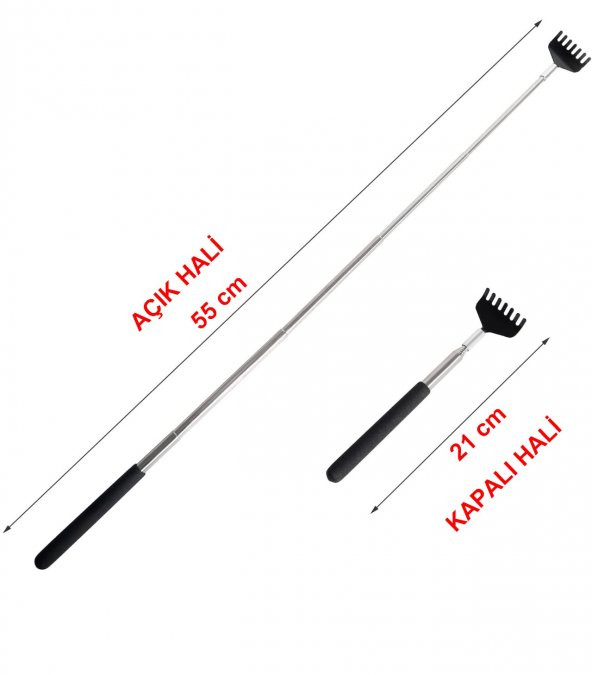 2 Adet Teleskobik Sırt Kaşıyıcı Metal Kaşağı Kaşıma Aleti Uzayan Sırt Kaşıma Aparatı - 3