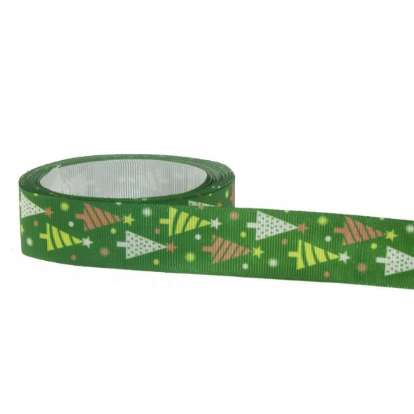 2,5cm x 5metre Grogren Yılbaşı Kurdela Çam Ağaçlı No: 24