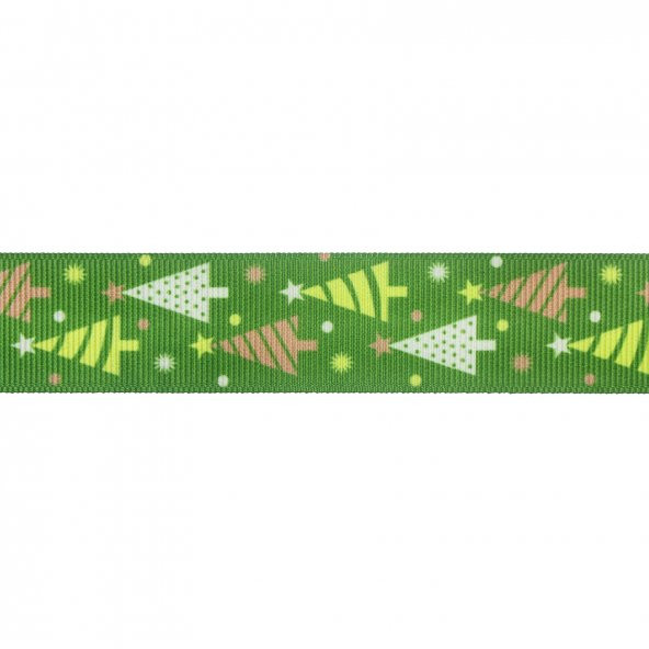 2,5cm x 5metre Grogren Yılbaşı Kurdela Çam Ağaçlı No: 24 - 2