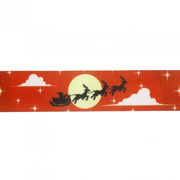 2,5cm x 5metre Grogren Yılbaşı Kurdela Geyikli No: 26 - 2