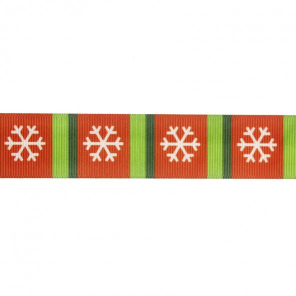 2,5cm x 5metre Grogren Yılbaşı Kurdela Kar Taneli No: 21 - 2