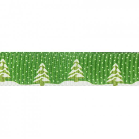 2,5cm x 5metre Grogren Yılbaşı Kurdela Yeşil Çam Ağaçlı No: 10 - 2