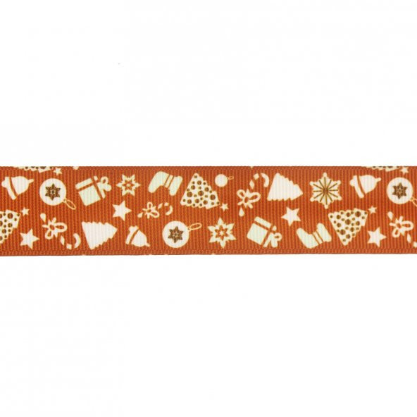 2,5cm x 5metre Grogren Yılbaşı Kurdela Karışık Desen No: 4 - 2