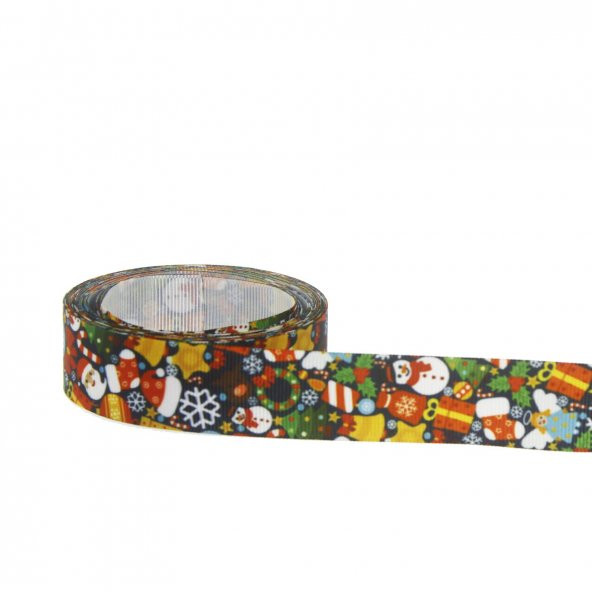 2,5cm x 5metre Grogren Yılbaşı Kurdela Karışık Desen No: 1
