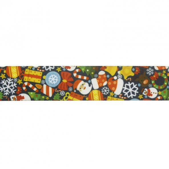 2,5cm x 5metre Grogren Yılbaşı Kurdela Karışık Desen No: 1 - 2